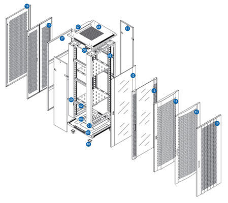 Server Rack Cabinet with 800KG Static Loading Capacity 65% Ventilation Rate and SPCC Cold Rolled Steel for Data Centers