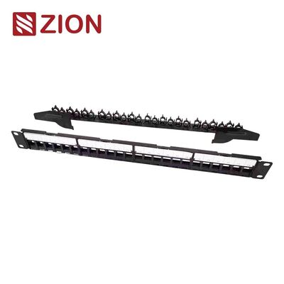 1U 24 পোর্টগুলি ফোল্ডিং ক্যাবল ম্যানেজার সহ ফাঁকা প্যাচ প্যানেল রক্ষা করে